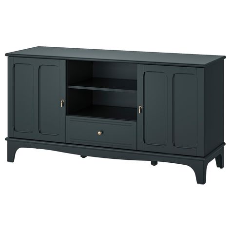 LOMMARP TV unit, dark blue-green, 62 5/8x17 3/4x31 7/8" - IKEA Tv Bank, Tv Bench, Tv Storage, Large Tv, Painted Drawers, Plastic Edging, Hallway Storage, Mobile Tv, Ikea Family