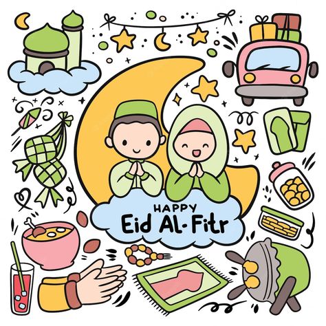 Kawaii, Poster Ramadhan, Kartu Ulang Tahun Diy, Ied Mubarak, Eid Mubarak Stickers, Eid Mubarak Vector, Ramadan Poster, Eid Stickers, Eid Card Designs