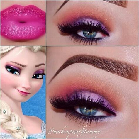 Disney Frozen makeup Creative Eyeshadow, Elsa Makeup, Disney Eye Makeup, Frozen Makeup, Disney Inspired Makeup, Disney Princess Makeup, Shadow Design, Diva Makeup, Princess Makeup