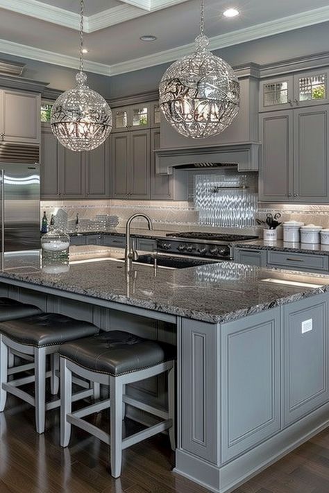 Timeless Sophistication: Farmhouse Kitchen Gray Cabinets - Quiet Minimal Gray Washed Kitchen Cabinets, Farmhouse Kitchen Gray Cabinets, Gray Granite Kitchen, Farmhouse Kitchen Gray, Kitchen Gray Cabinets, Farmhouse Glam Decor, Light Gray Kitchen Cabinets, Gray Kitchen Ideas, Highgrove House