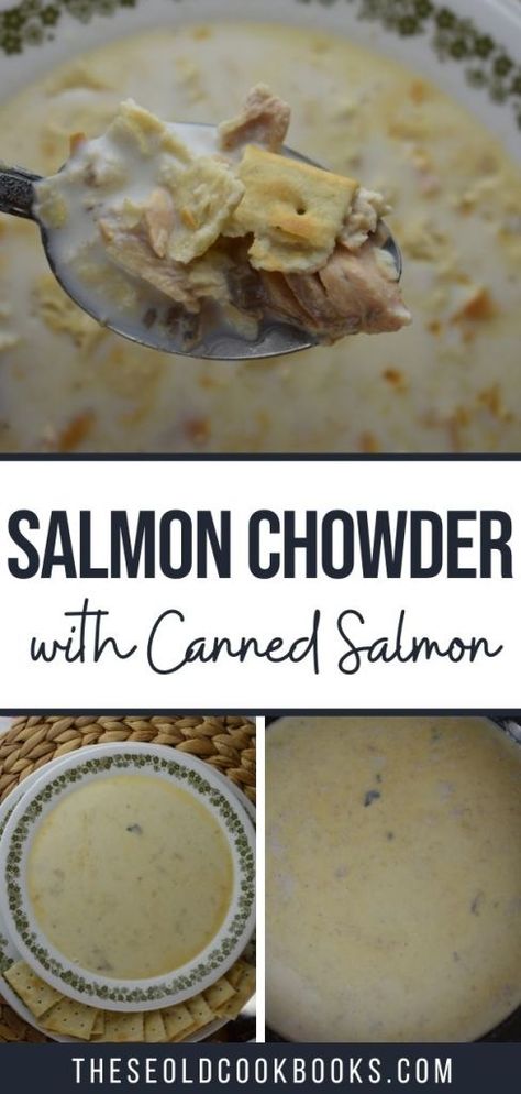 Canned Salmon Chowder is the easiest canned salmon soup recipe. It’s so simple with just canned salmon, butter, milk, salt and pepper. Grab a can of salmon at the store for this cheap dinner option. Cream Of Salmon Soup, Canned Salmon Nuggets, Salmon Stew Recipe Easy, Salmon Stew Recipe Southern, Canned Salmon Chowder Recipe, Canned Salmon Soup Recipes, Canned Wild Salmon Recipes, Canned Salmon Soup, How To Use Canned Salmon