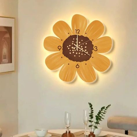 Illuminate your space with our Modern Wall Clock! ⏰💡 Timeless elegance. Shop now! Aesthetic Clocks, Wooden Wall Plaques, Hanging Clock, Modern Wall Clock, Fabric Ottoman, Decorative Lighting, Clock Decor, Porcelain Flowers, Elegant Art