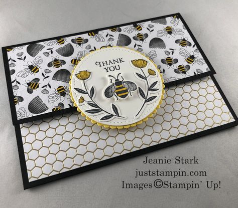 Honey Bees and More…Back in Stock! | Just Stampin' Card Crafting Ideas, March Spring, Project Paper, Card Crafting, Bee Cards, Pocket Card, Fancy Fold Cards, Card Tutorial, Pocket Cards