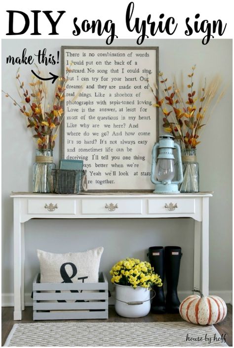 DIY Song Lyric Sign via House by Hoff Film Decor, Diy Wand, Song Lyric, Country Crafts, Easy Home Decor, Western Decor, Creative Home, A Sign, Home Decor Tips