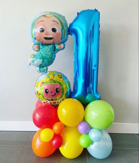 Cocomelon Balloon Centerpiece, Coco Melon Birthday Party Ideas Diy, Coco Melon 1st Birthday, Cocomelon Party Ideas 1st Birthday, Cocomelon Party Ideas For Boy 1st, Cocomelon Birthday Cake Boy, Cocomelon First Birthday Party, Coco Melon Theme Party, Coco Melon Birthday Party Ideas