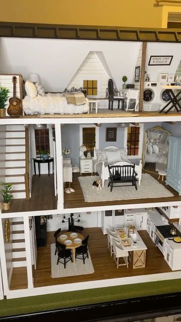 Vermont Farmhouse Jr Dollhouse, Farmhouse Dollhouse, Birdhouse Decor, Real Good Toys, Wooden Dollhouse Kits, Mini Dollhouse, Mini Houses, Doll House Plans, Decorative Bird Houses