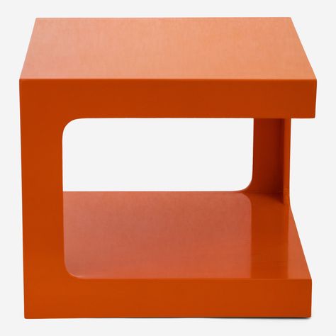 Wood and orange lacquer. Orange Lacquer, Century Furniture, Orange Brown, Step Stool, End Table, Apartment Decor, End Tables, 20th Century, Apartment