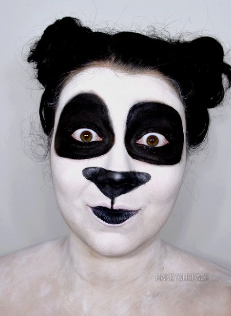 Panda makeup tutorial https://youtu.be/BAib2LhEQEA Panda Makeup, Panda Costumes, Themed Halloween Costumes, Show Makeup, Panda Eyes, Cute Eyeshadow Looks, Old Makeup, Animal Costumes, Followers On Instagram