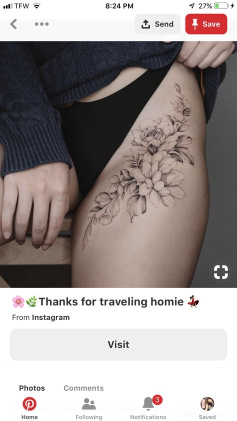 C Section Tatoos, Flower Front Thigh Tattoos, Tattoo Woman Aesthetic, Floral Hip Tattoos Women, Women Thigh Tattoos Ideas Beautiful, Floral Thigh Tattoos Women, Thigh Tattoos Women Flowers, Pelvis Tattoos Women, Floral Hip Tattoo