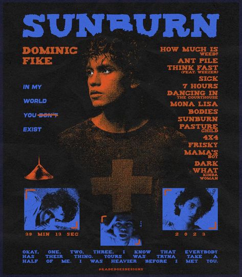 Dominic Fike, Sunburn Poster Design! ☀️☀️☀️ #graphicdesign #design #art #graphicdesigner #illustration #thepath #music #designer #graphic #digitalart #photoshop #artwork #illustrator #creative #album #dontstareatthesun #graphics #typography #marketing #photography #drawing #logodesign #sunburn #poster #designinspiration #brand #adobe #dominicfikeedit #dominicfike Dominic Fike Sunburn, Printable Wall Poster, Dominic Fike, Marketing Photography, Photography Drawing, Photoshop Artwork, Music Poster Design, Dorm Posters, Poster Room