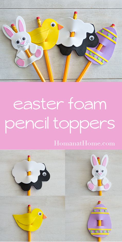 Pencil Topper Crafts, Easter Bunny Template, Pen Toppers, Pencil Crafts, Foam Sheet Crafts, Easter Arts And Crafts, Idee Cricut, Diy Pencil, Easter Printables Free