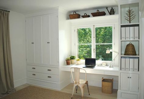 Small Bedroom Desk, Small Closet Storage, Window Desk, Bedroom Built Ins, Woodwork Ideas, Small Closets, Study Ideas, Build A Closet, Bedroom Desk