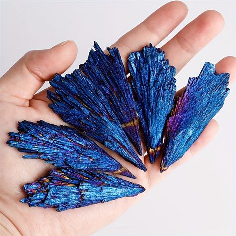 Faster shipping. Better service Titanium Aura Quartz, Feather Decor, Blue Tourmaline, Blue Kyanite, Aura Quartz, Black Tourmaline, Crystal Cluster, Jewelry Patterns, Rocks And Minerals