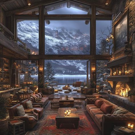 Mountain Hotels Design, Log Cabin Mansions, Fantasy Winter, Cabin Mansion, Luxury Cabins, Luxury Log Cabins, Log Home Living, Log Home Interiors, Log Home Designs