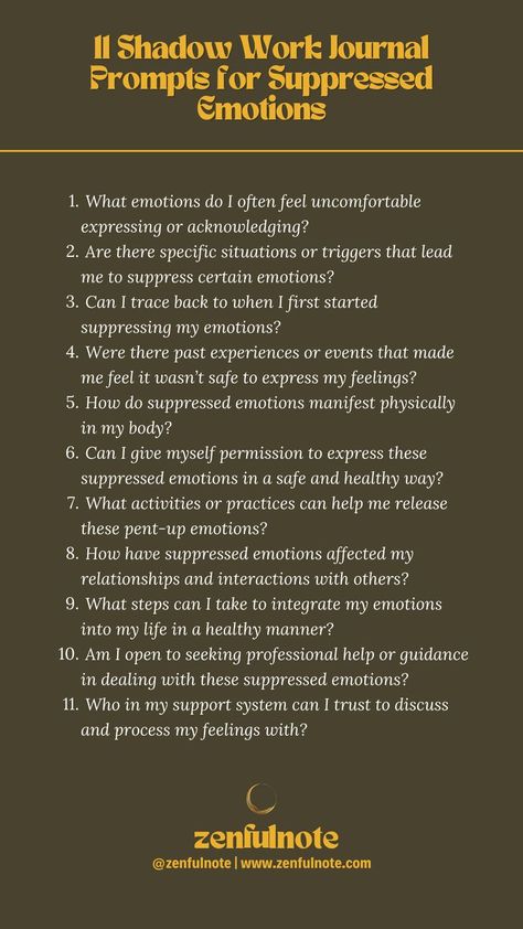 Approach these shadow work prompts with patience and gentleness, allowing yourself to gradually explore and understand the suppressed emotions. It's essential to create a safe and nurturing environment for this exploration to promote healing and self-acceptance. Resentment Shadow Work, Shadow Work For Abandonment Issues, Neglect Wound Shadow Work, Ego Shadow Work, Shadow Work Letting Go, Shadow Work For Ego, Self Worth Shadow Work Prompts, Insecurity Shadow Work Prompts, Emotional Availability Prompts
