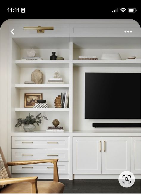 Built In Tv Wall Unit Modern, Stand Decoration Ideas, Modern Media Wall, Tv Wall Unit Designs, Shelving Decor, Built In Wall Units, Wall Unit Designs, Built In Entertainment Center, Long Living Room