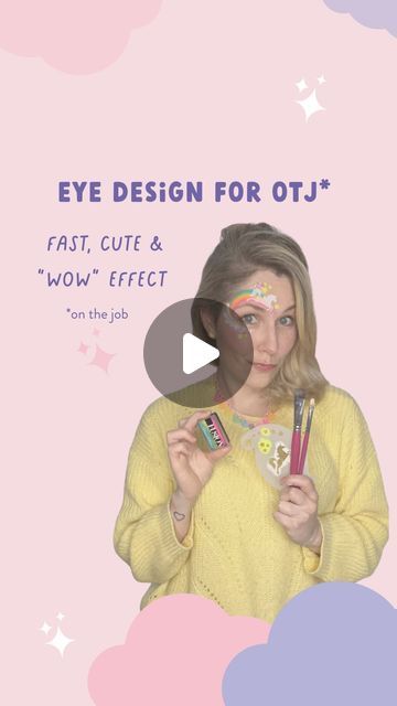 LODIE UP’ ✨ FACE PAINTING ✨ SHOP on Instagram: "Cute & fast eye design for OTJ ✨  Hello Beautiful 🤩   I hope you had a good week! For my part, I must say that she was not easy... But I accept and I remain positive 🥳🌈  ✨To let go for a few minutes I immersed myself in painting! I made one of my favorite designs, full of colors and fast! I thought it would be a shame not to share it with you ❤️💪🏻  ➡️It's a simple and effective design 🙌🏻🙌🏻You can decline it in several colors and with different stencils! This placement works every time and will really benefit from the admiration and happiness of your customers. L'est go to try the experience 🔝🔝🔝  List of material 🎨 •Split cake Island Girl by @fusionbodyart & @leannesrainbow  •Paraffin white & yellow bright by @fusionbodyart  •arty Face Painting Unicorn, Silicon Brush, Filbert Brush, Split Cake, Face Painting Tutorials, Painting Shop, Good Week, Island Girl, Eye Design