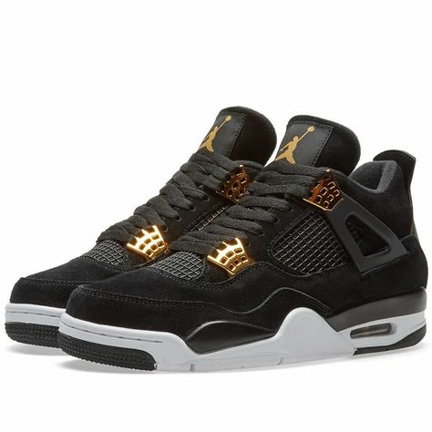 Nike Air Jordan 4 Retro Royalty Black Metallic Gold White 308497 032 sz 9.5 This item is 💯% percent authentic and brand new with box. Jordan 4 Retro Metallic, Nike Shoes Women Fashion, Jordan 4 Black, Nike Air Jordan 4 Retro, Nike Air Jordan 4, Jordan 4s, Jordan Shoes Retro, Pretty Shoes Sneakers, All Nike Shoes