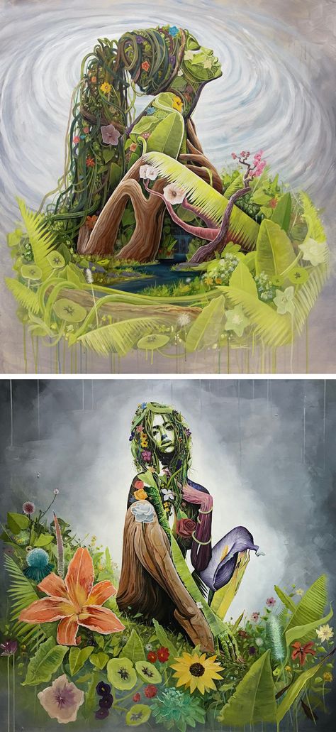 Artist Brian Kirhagis explores the concept of Mother Earth. Surreal Portraits, Mother Nature Goddess, Mother Earth Art, Nature Goddess, Surreal Portrait, Nature Artists, Earth Art, Arte Fantasy, Spiritual Art