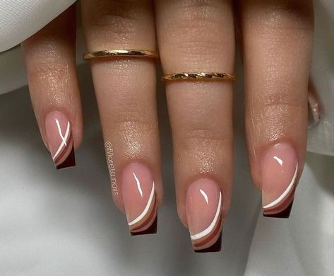 Simple Chic Nails Classy Square, Trendy Nails Short Square Fall, Vacation French Nails, Brown Biab Nails, Fall French Tip Nails Square Short, Short Square Acrylic Nails Brown, Brown Nails Short Square, Cute Simple Square Nails, Fall Short Acrylic Nails