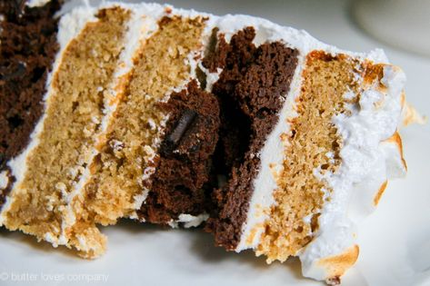 6-inch super s’mores cake | butter loves company Cake And Brownie, Cracker Cake, Graham Cracker Cake, Smores Cake, Marshmallow Cream, Brownie Cake, Graham Cracker, S Mores, Rice Krispie Treat