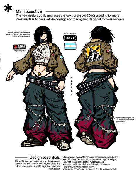 Big Pants Character Design, Poses For Reference Sheets, Comics Ideas Character Design, Oc Ref Sheet Ideas, Simple Character Poses, Newgrounds Aesthetic, Big Jacket Character Design, Character Sheet Ideas, Rave Character