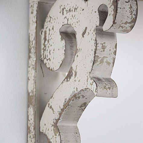 AmazonSmile: American Art Décor Wooden Corbels Shelf Brackets Vintage Farmhouse Decor (Set of 2 - Brown & White): Home Improvement Farmhouse Shelf Brackets, Distressed Wood Wall, Distressed Furniture Painting, Corbel Shelf, Farmhouse Shelf, Wooden Corbels, Decorative Shelving, Wood Corbels, Wood Brackets