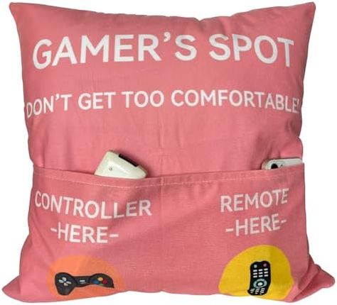 Gamer Gifts, Pocket Design Throw Pillow Covers 18 x 18 Inch, Gaming Room Décor Stocking Stuffers Easter Basket Stuffers for Teen Boys Girls Men Father Boyfriends-Pink Gaming Signs, Boyfriend Stocking Stuffers, Gaming Pillow, Boys Birthday Party Decorations, Easter Basket Stuffers, Easter Basket Stuffer, Easter Gift Baskets, Soft Pillow, Garden Pillows