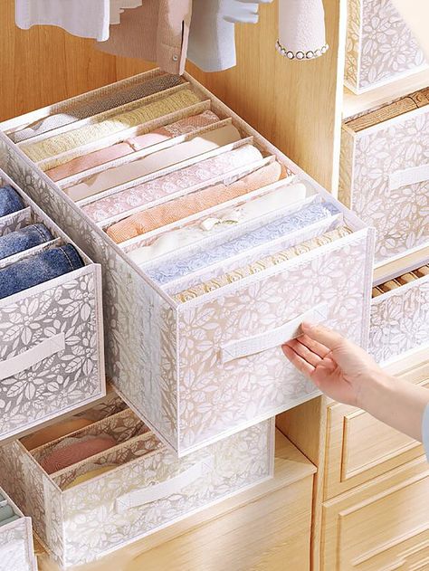 White  Collar  Polyester Plants Closet Storage Embellished   Storage & Organization Pants Organization, Pant Storage, Closet Storage Drawers, Plastic Drawer Organizer, Clothes Storage Boxes, Closet Drawers, Organization Kitchen, Linen Closet Organization, Wardrobe Drawers