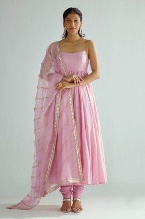 Satin Anarkali, Sleeveless Anarkali, Pink Anarkali, Anarkali Lehenga, Anarkali Dress Pattern, Lehenga Online, Traditional Indian Outfits, Fancy Dress Design, Indian Wedding Outfits