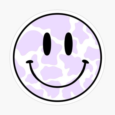 Purple Cow Print, 90s Pretty, Animal Emoji, Smiley Face Sticker, Indie Kidcore, Smiley Smile, Stickers Face, Cow Print Wallpaper, Shop Sticker