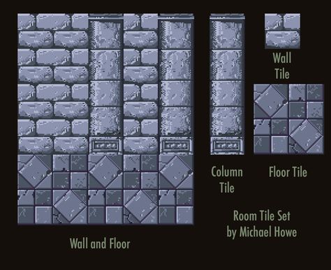 ArtStation - Pixel Art - Castle Room Tile Set, Michael Howe Complex Pixel Art, Pixel Art Texture, Castle Pixel Art, Pixel Art Tileset, Pixel Texture, Goth Architecture, Pixel Art Landscape, Tiles Game, Dungeon Tiles