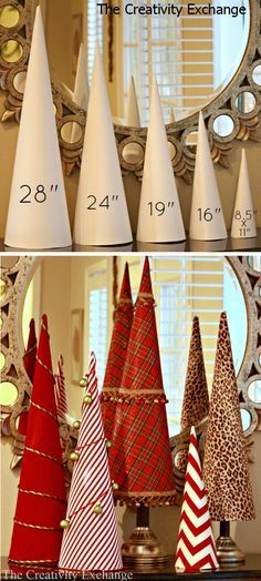 template for 5 sizes of craft cones that are used to make sturdy cones out of rolled poster board Cone Template, Christmas Cones, Cone Christmas Trees, Christmas Tree Crafts, Wedding Tables, Tree Crafts, Noel Christmas, Diy Christmas Tree, Homemade Christmas