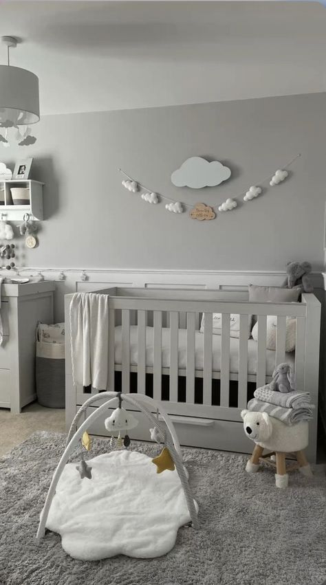 Cloud Theme Nursery, Cloud Bunting, Nursery Colours, Amanda Lewis, Baby Room Decor Neutral, Bunting Nursery, Cloud Nursery Decor, Cream Pastel, Instant Family