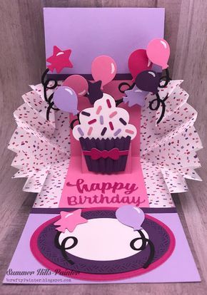 Birthday Card Ideas Diy Creative Pop Up, Birthday Card 3d Pop Up, Cool Pop Up Cards, Creative Birthday Cards Diy, Pop Up Birthday Card Ideas, Happy Birthday Scrapbook Ideas, Diy Pop Up Birthday Card, Birthday Card Craft Creative, Karen Burniston Cards Pop Up