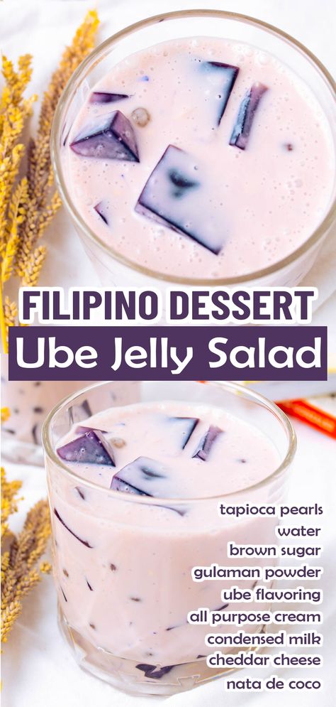 Taho Filipino Dessert, Ube Jelly, Filipino Pastries, Purple Foods, Jelly Salad, Filipino Dessert Recipes, Cold Dessert Recipes, Jello Dessert, Pinoy Dessert