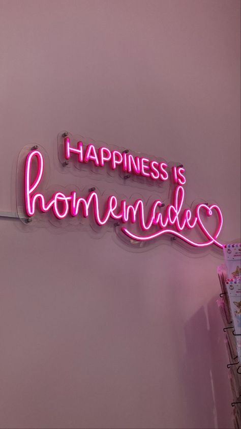 Selfie Wall For Bakery, Neon Bakery Signs, Kitchen Neon Sign Ideas, Bakery Neon Sign, Pink Bakery Interior, Bakery Wall Design, Bakery Aesthetic Wallpaper, Bakery Ideas Interior, Pink Bakery Aesthetic