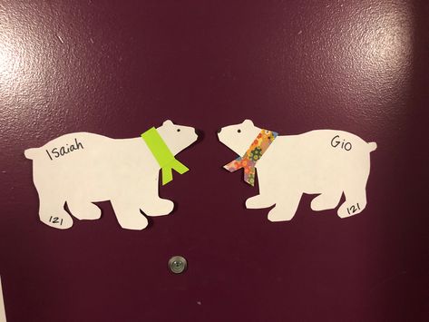 Winter semester door decs, polar bears with scarves Winter Door Decs Ra, Winter Door Decs, Res Life Door Decs, Ra Decorations, Ra Door Decs, Winter Semester, Resident Advisor, Diy Dorm, Box Cakes