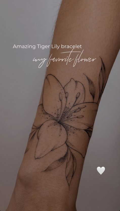 Lily Tattoo Sleeve, Flower Tattoo Wrist, Tiger Lily Tattoos, Tattoo Cover Ups, 50 Tattoo, Lillies Tattoo, Lily Flower Tattoos, Flower Tattoo Ideas, Feminine Tattoo Sleeves