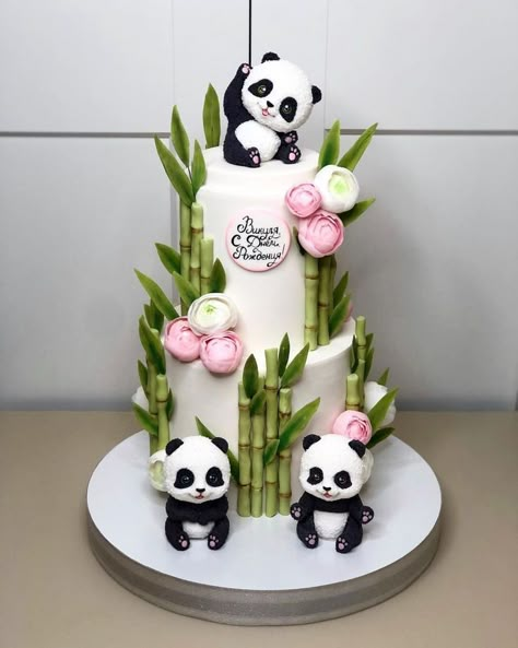 Panda Birthday Theme, Panda Bear Cake, Panda Birthday Cake, Bolo Panda, Panda Baby Showers, Cake Designs For Girl, Panda Cake, Panda Theme, Panda Birthday Party