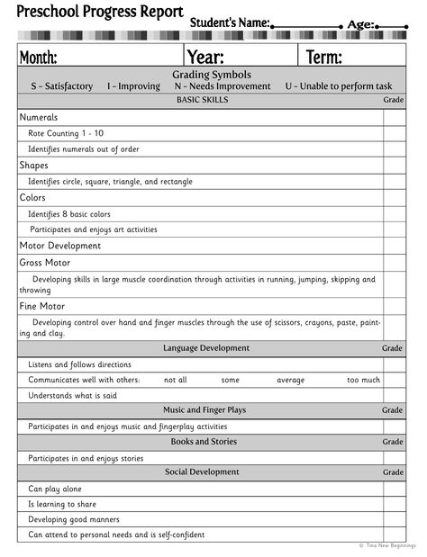 Weekly Progress Report Preschool, Progress Report For Kindergarten, Daycare Progress Report, Progress Report Template Free Printable, Progress Reports For Preschool, Preschool Report Card Templates, Preschool Progress Report Template, Preschool Report Card, Preschool Progress Report