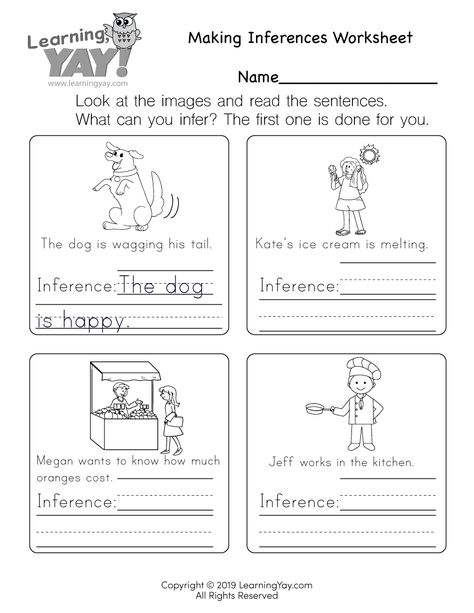 Science Worksheet For 20st Grade Inference Pictures, Language Arts Worksheets, Ela Worksheets, 1st Grade Writing, First Grade Worksheets, Making Inferences, First Grade Writing, Science Lesson, 1st Grade Worksheets