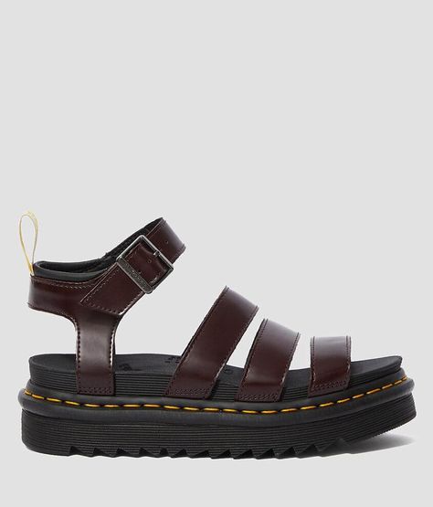 Dr. Martens Blaire Vegan Leather Sandal - Women's Shoes in Cherry Red | Buckle Doc Marten Sandal, Fila Sandals, Brown Doc Martens, Doc Martens Sandals, Dr Martens Blaire, Dr Martens Sandals, Hex Girls, Sandal For Women, Womens Gladiator Sandals