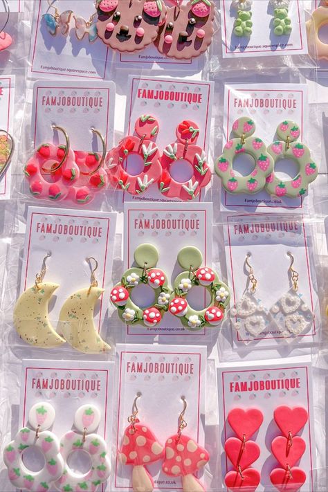 Cottagecore Polymer Clay, Fimo Ring, Polymer Clay Jewellery, Polymer Clay Flower Jewelry, Diy Earrings Polymer Clay, Handmade Clay Jewelry, Clay Diy Projects, Cute Polymer Clay, Clay Jewellery