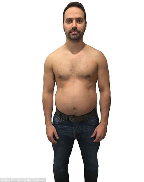 Week 1: Jon said before the transformation, pictured, he had a 'belly' and 'love handles' Love Handles Men Workouts, Lose Love Handles Men, How To Reduce Love Handles In A Week, Men Love Handles Workout, Reducing Love Handles, Lose 10kg, Magazine Man, Love Handle Workout, Men's Fitness