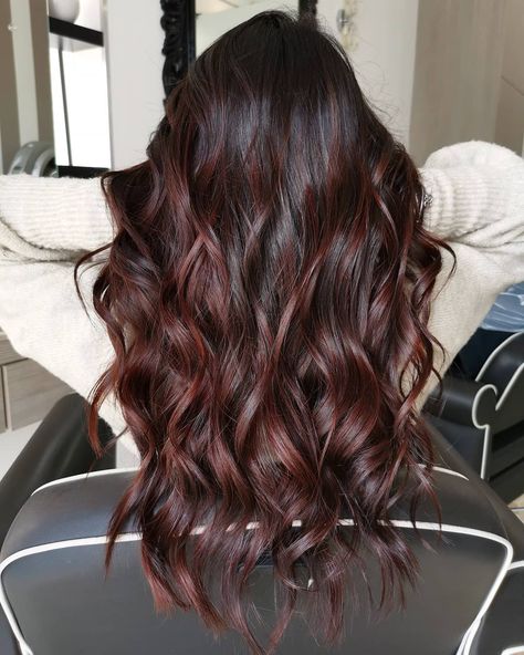 Red Balayage Hair, Rambut Brunette, Black Hair Balayage, Wine Hair, Brown Hair Looks, Brown Hair Inspo, Dark Red Hair, Red Brown Hair, Hair Color Auburn