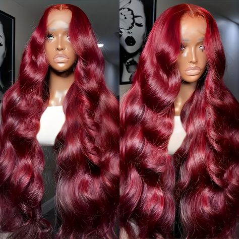 Faster shipping. Better service Dark Burgundy Wig, Ombre Burgundy Hair, Pelo Color Borgoña, Dark Burgundy Hair, Burgundy Red Hair, Prom 2k24, Grad Hair, Magic Hair Curlers, Wigs Body Wave