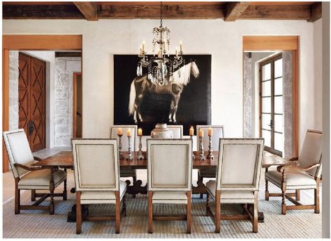 dining room Neutral Dining Room, Dining Room Contemporary, Equestrian Decor, Spanish Style Home, Traditional Dining Room, Architecture Home, Beautiful Dining Rooms, Luxurious Home, Horse Decor