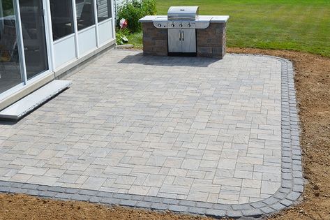 Stone Patio Ideas On A Budget, Patio Designs And Ideas Layout, Manufactured Home Porch, Best Landscaping Ideas, Pavers Design, Rectangle Patio, Lake Landscaping, Backyard Garden Beds, Pavers Diy