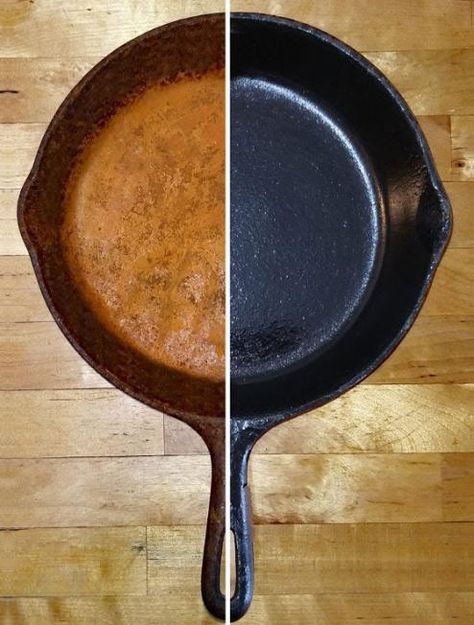 Cleaning Rusty Cast Iron, Rusted Cast Iron Skillet, Clean An Iron, Rusty Cast Iron Skillet, Cleaning Cast Iron Pans, Restore Cast Iron, Cleaning Cast Iron Skillet, Season Cast Iron Skillet, Seasoned Cast Iron Pan